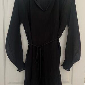 LOFT Black Pleated Dress